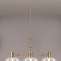Lucinda Linear Antique Brass/Clear Glass Pendant Light, With 38cm Flat Round Shade (3 x E27) additional 4