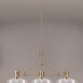 Lucinda Linear Antique Brass/Clear Glass Pendant Light, With 38cm Flat Round Shade (3 x E27) additional 3