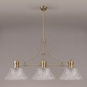 Lucinda Linear Pendant With 38cm Patterned Round Shade, 3 x E27, Antique Brass/Clear Glass Item Weight: 19.1kg additional 2