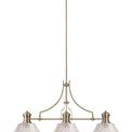 Lucinda Linear Pendant With 38cm Patterned Round Shade, 3 x E27, Antique Brass/Clear Glass Item Weight: 19.1kg additional 6