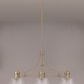Lucinda Linear Pendant With 38cm Patterned Round Shade, 3 x E27, Antique Brass/Clear Glass Item Weight: 19.1kg additional 4