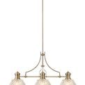 Lucinda Linear Pendant With 38cm Patterned Round Shade, 3 x E27, Antique Brass/Clear Glass Item Weight: 19.1kg additional 5