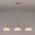 Lucinda Linear Pendant With 30cm Flat Round Patterned Shade, 3 x E27, Antique Brass/Clear Glass additional 1