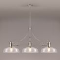 Lucinda Linear Pendant With 38cm Flat Round Shade, 3 x E27, Polished Nickel/Clear Glass additional 1