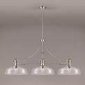 Lucinda Linear Pendant With 38cm Flat Round Shade, 3 x E27, Polished Nickel/Clear Glass additional 2