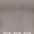 Lucinda Linear Pendant With 38cm Flat Round Shade, 3 x E27, Polished Nickel/Clear Glass additional 3