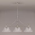 Lucinda Linear Pendant With 38cm Patterned Round Shade, 3 x E27, Polished Nickel/Clear Glass Item Weight: 19.1kg additional 2