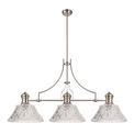 Lucinda Linear Pendant With 38cm Patterned Round Shade, 3 x E27, Polished Nickel/Clear Glass Item Weight: 19.1kg additional 5