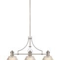 Lucinda Linear Pendant With 38cm Patterned Round Shade, 3 x E27, Polished Nickel/Clear Glass Item Weight: 19.1kg additional 7