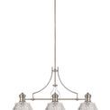 Lucinda Linear Pendant With 38cm Patterned Round Shade, 3 x E27, Polished Nickel/Clear Glass Item Weight: 19.1kg additional 6