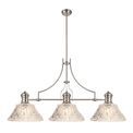 Lucinda Linear Pendant With 38cm Patterned Round Shade, 3 x E27, Polished Nickel/Clear Glass Item Weight: 19.1kg additional 4