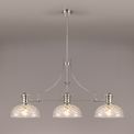 Lucinda Linear Pendant With 30cm Flat Round Patterned Shade, 3 x E27, Polished Nickel/Clear Glass additional 1