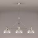 Lucinda Linear Pendant With 30cm Flat Round Patterned Shade, 3 x E27, Polished Nickel/Clear Glass additional 2