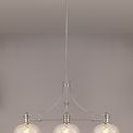 Lucinda Linear Pendant With 30cm Flat Round Patterned Shade, 3 x E27, Polished Nickel/Clear Glass additional 4