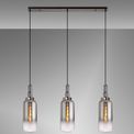 Angela Linear 3 Light Pendant E27 With 16cm Cylinder Glass, Smoked/Clear Polished Nickel/Matt Black additional 1