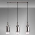 Angela Linear 3 Light Pendant E27 With 16cm Cylinder Glass, Smoked/Clear Polished Nickel/Matt Black additional 2