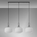 Angela Linear 3 Light Pendant E27, Polished Nickel/Matt Black With 30cm Pumpkin Shaped Ribbed Opal Glass additional 2
