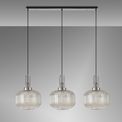 Angela Linear 3 Light Pendant E27, Polished Nickel/Matt Black With 30cm Pumpkin Shaped Ribbed Champagne Glass additional 2