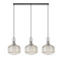 Angela Linear 3 Light Pendant E27, Polished Nickel/Matt Black With 30cm Pumpkin Shaped Ribbed Champagne Glass additional 4