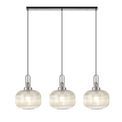 Angela Linear 3 Light Pendant E27, Polished Nickel/Matt Black With 30cm Pumpkin Shaped Ribbed Champagne Glass additional 3
