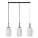Angela Linear 3 Light Pendant E27 With 20cm Tubular Ribbed Glass, Opal Polished Nickel/Matt Black additional 4