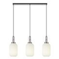 Angela Linear 3 Light Pendant E27 With 20cm Tubular Ribbed Glass, Opal Polished Nickel/Matt Black additional 3