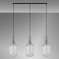 Angela Linear 3 Light Pendant E27 With 20cm Tubular Ribbed Glass, Clear Polished Nickel/Matt Black additional 2