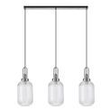 Angela Linear 3 Light Pendant E27 With 20cm Tubular Ribbed Glass, Clear Polished Nickel/Matt Black additional 4