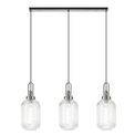 Angela Linear 3 Light Pendant E27 With 20cm Tubular Ribbed Glass, Clear Polished Nickel/Matt Black additional 3