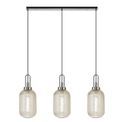 Angela Linear 3 Light Pendant E27 With 20cm Tubular Ribbed Glass, Champagne Polished Nickel/Matt Black additional 3