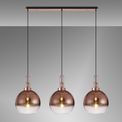 Angela Linear 3 Light Pendant E27 With 30cm Globe Glass, Copper/Clear Copper/Matt Black additional 1