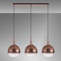 Angela Linear 3 Light Pendant E27 With 30cm Globe Glass, Copper/Clear Copper/Matt Black additional 2