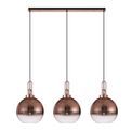 Angela Linear 3 Light Pendant E27 With 30cm Globe Glass, Copper/Clear Copper/Matt Black additional 4