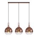 Angela Linear 3 Light Pendant E27 With 30cm Globe Glass, Copper/Clear Copper/Matt Black additional 3
