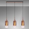 Angela Linear 3 Light Pendant E27 With 16cm Cylinder Glass, Copper/Clear Copper/Matt Black additional 1