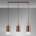 Angela Linear 3 Light Pendant E27 With 16cm Cylinder Glass, Copper/Clear Copper/Matt Black additional 2