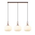 Angela Linear 3 Light Pendant E27, Copper/Matt Black With 30cm Pumpkin Shaped Ribbed Opal Glass additional 3