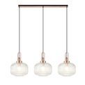 Angela Linear 3 Light Pendant E27, Copper/Matt Black With 30cm Pumpkin Shaped Ribbed Clear Glass additional 3