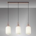 Angela Linear 3 Light Pendant E27 With 20cm Tubular Ribbed Glass, Opal Copper/Matt Black additional 1