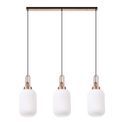 Angela Linear 3 Light Pendant E27 With 20cm Tubular Ribbed Glass, Opal Copper/Matt Black additional 4