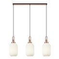 Angela Linear 3 Light Pendant E27 With 20cm Tubular Ribbed Glass, Opal Copper/Matt Black additional 3
