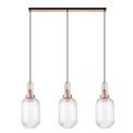 Angela Linear 3 Pendant Light E27 With 20cm Tubular Ribbed Glass, Clear Copper/Matt Black additional 3