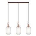 Angela Linear 3 Pendant Light E27 With 20cm Tubular Ribbed Glass, Clear Copper/Matt Black additional 4