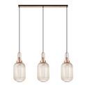 Angela Linear 3 Light Pendant E27 With 20cm Tubular Ribbed Glass, Champagne Copper/Matt Black additional 4