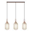 Angela Linear 3 Light Pendant E27 With 20cm Tubular Ribbed Glass, Champagne Copper/Matt Black additional 3