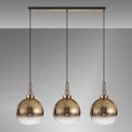 Angela Linear 3 Light Pendant E27 With 30cm Globe Glass, Brass Gold/Clear Brass Gold/Matt Black additional 2