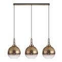 Angela Linear 3 Light Pendant E27 With 30cm Globe Glass, Brass Gold/Clear Brass Gold/Matt Black additional 4