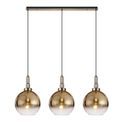 Angela Linear 3 Light Pendant E27 With 30cm Globe Glass, Brass Gold/Clear Brass Gold/Matt Black additional 3