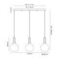 Angela Linear 3 Light Pendant E27 With 30cm Globe Glass, Brass Gold/Clear Brass Gold/Matt Black additional 9