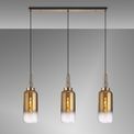 Angela Linear 3 Light Pendant E27 With 16cm Cylinder Glass, Brass Gold/Clear Brass Gold/Matt Black additional 1